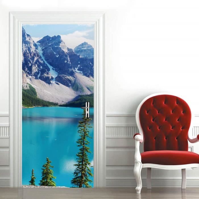 Autocollant Mural Décoratif TULUP 'Lac Dans Les Montagnes' - 75x205 Cm, Style Moderne, Pose Facile