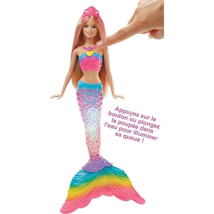 Poupee Sirene Arc En Ciel Barbie Dreamtopia Blonde Couleurs Et Lumieres Plonger Dans L Eau Cdiscount Jeux Jouets