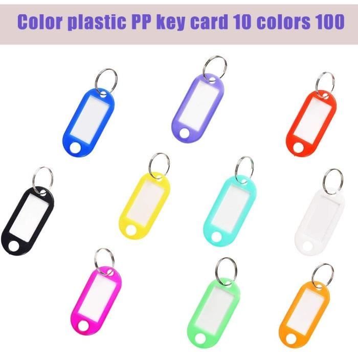 100 pcs Porte-clés Étiquettes en Plastique (10 couleurs), Étiquettes d'Identification  Colorées avec Anneau pour Clefs, Bagages ou - - Cdiscount Bagagerie -  Maroquinerie