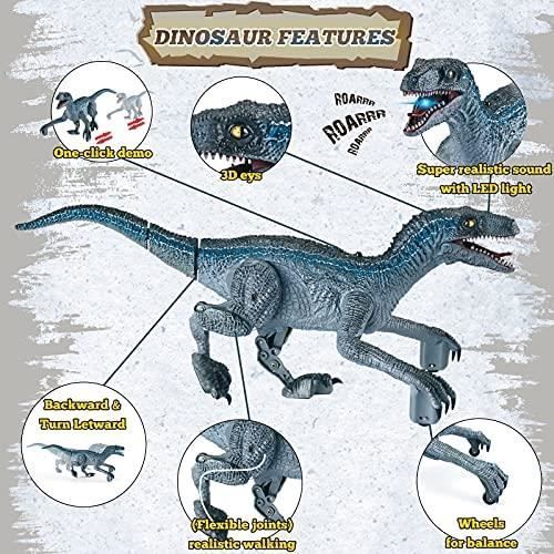 NEXBOX Dinosaure Télécommandé Géant - Vélociraptor RC Avec Son, Lumière, Marche Et Queue Amovible - Cadeau 3-12 Ans
