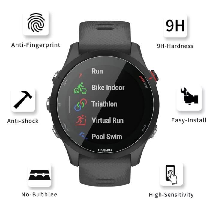 Verre Trempe pour Garmin Forerunner 255 Forerunner 255 Music Lot de 2 Film Protection Ecran Montre Anti Rayure Phonillico Cdiscount Telephonie