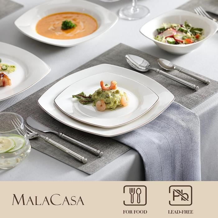 Malacasa Assiette Série Elvira, 30pcs Service de Table, 6 Assiette à  Dessert/ Creuses / Diner / Tasses à Café / Sous-tasse - Cdiscount Maison