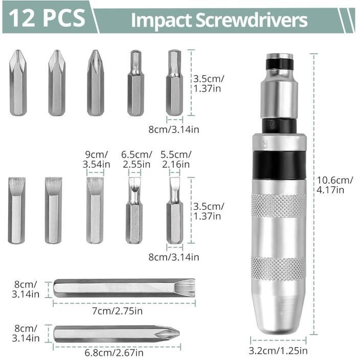Tournevis à Chocs 1/2" Kroftools Avec 4 Embouts - Référence 04223, Neuf