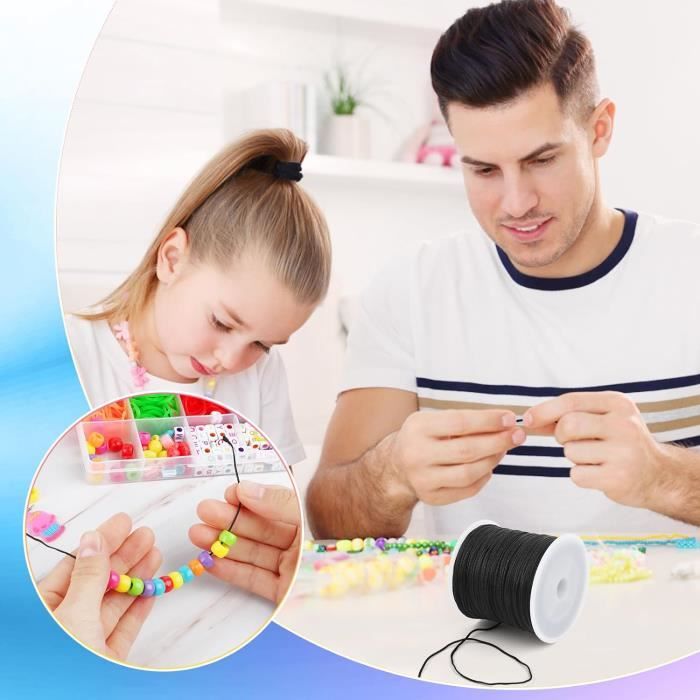 Giloty 100M Fil Elastique Pour Bracelet, 1MM Cordon Couleur