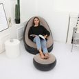 Omabeta canapé gonflable Chaise gonflable pliable floquée en PVC, confortable avec repose-pieds, chaise longue sport matelas Café-3