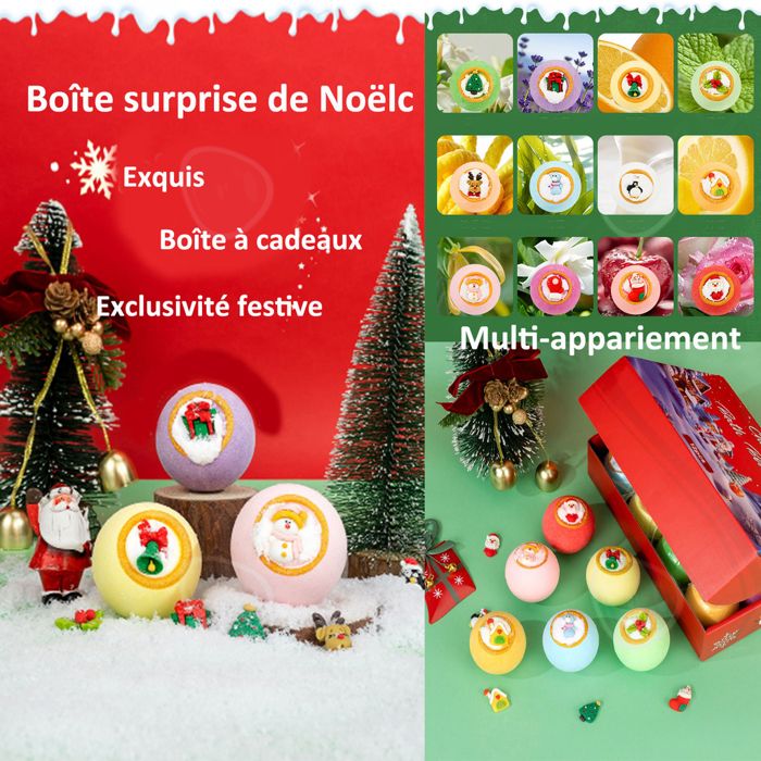 Coffret Cadeau Beauté Bain Douche 12 Pièces Avec Bassine Vintage - Décor Noël - Neuf