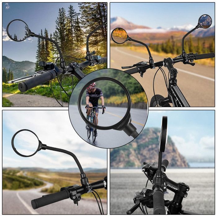 Rétroviseur De Vélo Réglable - Sécurité VTT / Route - Noir