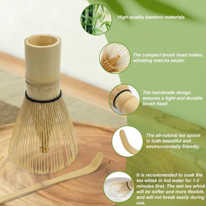 Kit Matcha Complet 7 Pièces - Fouet En Bambou, Bol, Tamis, Idéal Pour Maison Ou Cadeau - 1