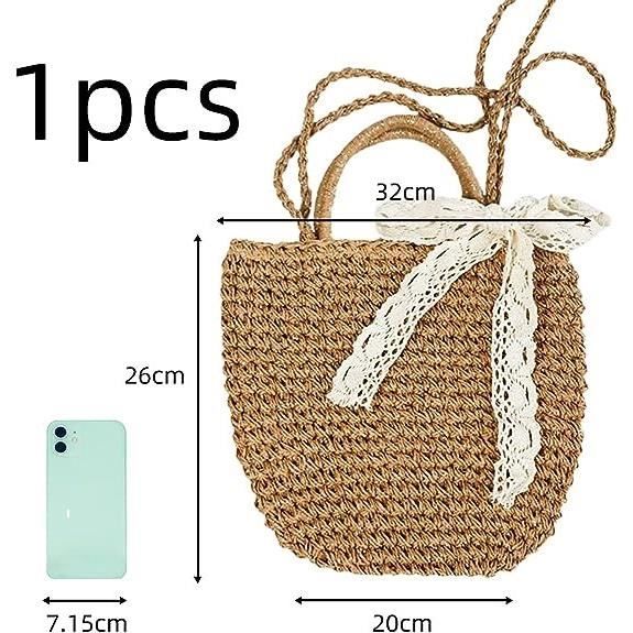 Pochette Téléphone Paille Pour Femme, Sac Téléphone Noir - Un Grand Marché