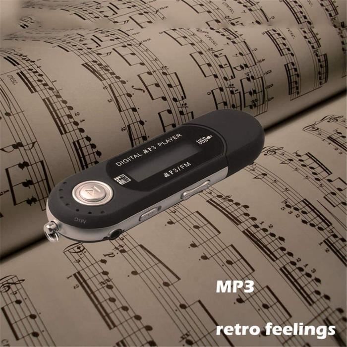 Lecteur MP3 USB Clé 8Go Nihcora - Radio FM Intégrée - Écran LCD Rétroéclairé - Jusqu'à 14h Autonomie (pile AAA) - 10