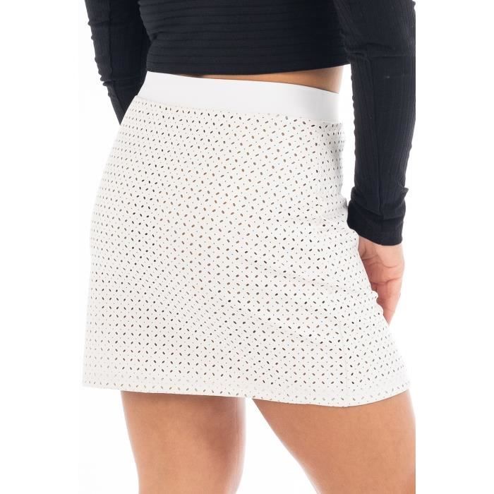 Jupe courte blanche Be Lily Cassandra Simili cuir Ceinture elastique Blanc Cdiscount Pret a Porter