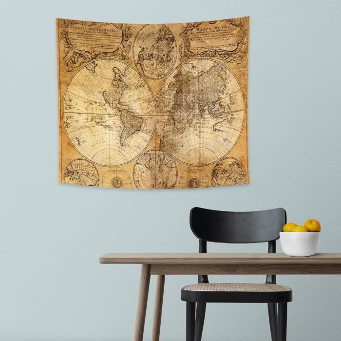 Tapisseries murales de carte du monde vintage suspendus Hippie tapisserie couvre-lit tapis de