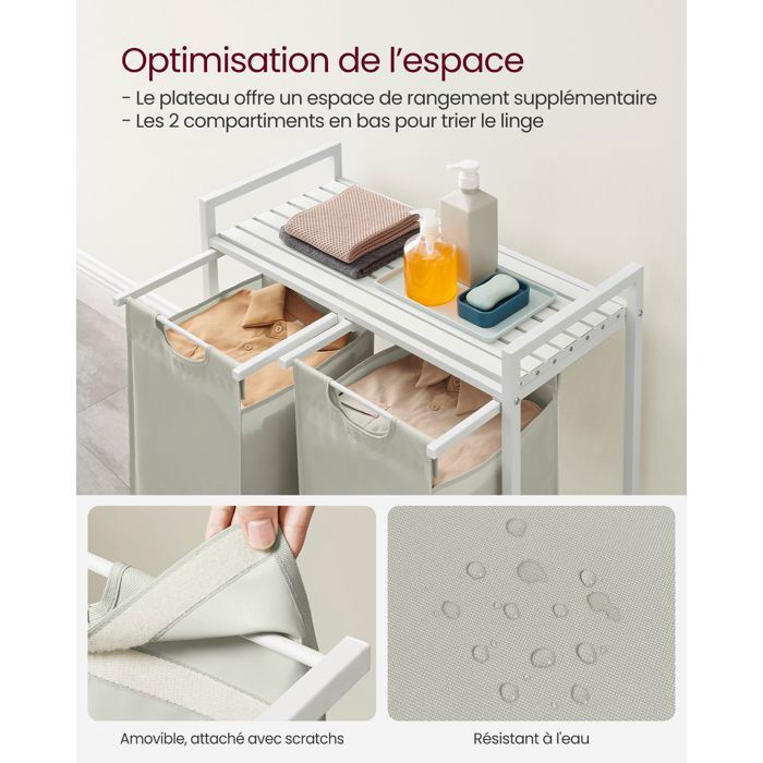 Lot De 2 Paniers De Rangement Pliables En Tissu Avec Poignées Pour