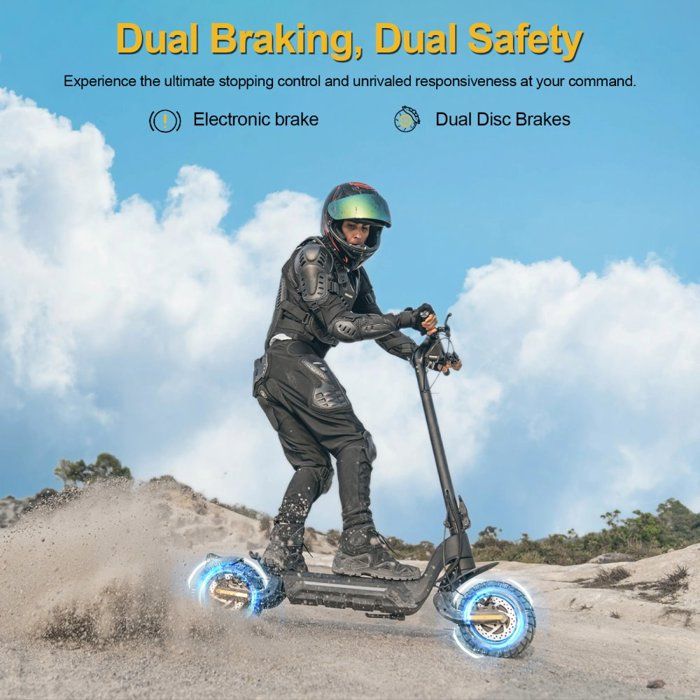 Trottinette électrique TODIMART D6 – 500W (pic 800W), Batterie 48V 13Ah, Autonomie 50-55 Km, Tout Terrain, Pliable