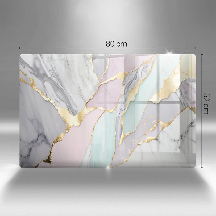 Lot De 2 Plaques à Découper En Verre Trempé Décoratives - Motif Abstraction Marbre, 40x52 Cm