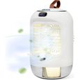 Climatiseur Portable 4en1 Mini Blanc, 3 vitesses veilleuse oscillant 180° humidificateur rechargeable .