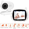 BabyPhone Vidéo Sans fil Multifonctions 3.5"LCD Couleur Vidéo Audio Bidirectionnel, Vision Nocturne, Surveillance de la Température-0