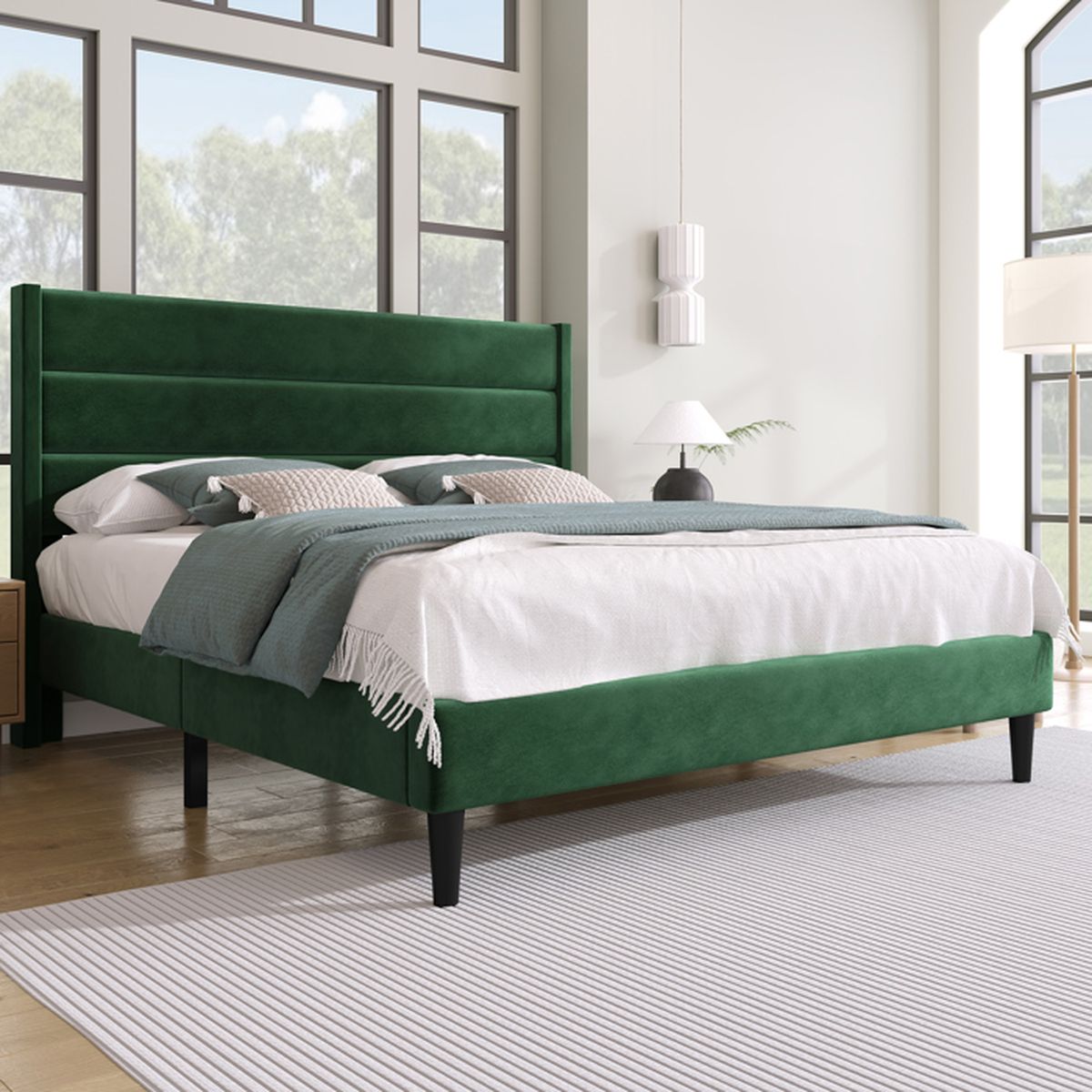 Lit Coffre Double IDMarket Miami 140x190cm - Blanc - Rangement Intégré - Sommier Lattes