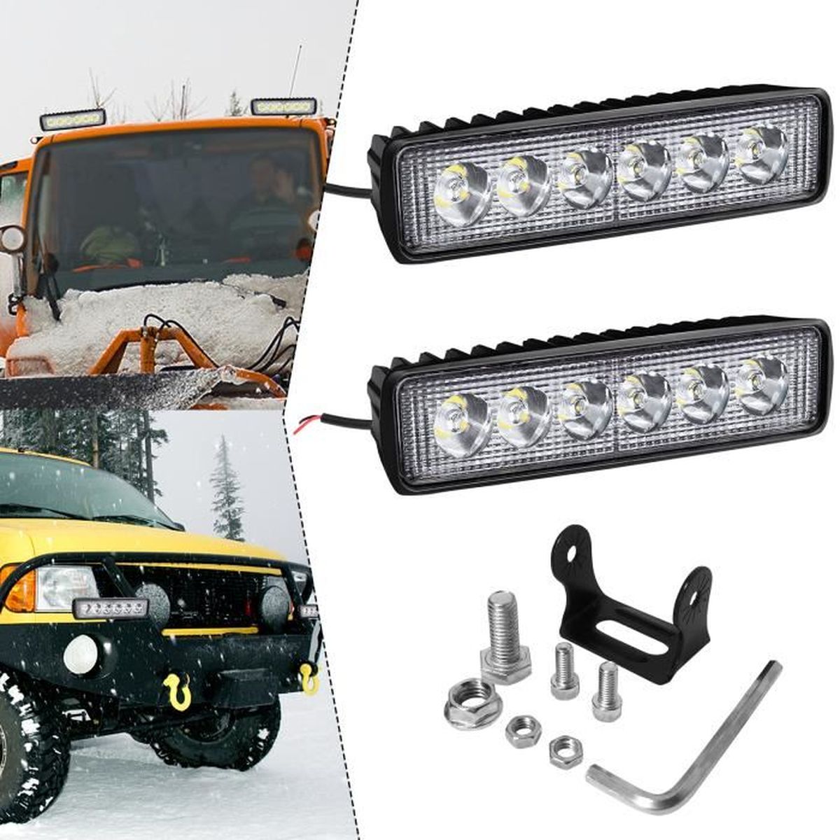 Sosoport Lot De 2 Projecteurs LED Auxiliaires Pour Voiture