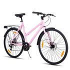 Hiland 700C Vélo de route - vélo de trajet urbain 7 vitesses 28 pouces, vélo pour adultes avec freins à disque, unisexe - rose
