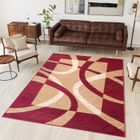 TAPISO Tapis Salon Poil Court DREAM Rouge Bandes 100% Polypropylène Intérieur 300x400 cm