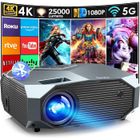 KILISKY Videoprojecteur Wifi Bluetooth 4K,25000 Lumens,Full HD Native 1080P,WiFi Bluetooth5.1 Vidéoprojecteur,Home Cinéma