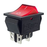 5 pc. Interrupteur à bascule Interrupteur de montage carrée rouge lumineux 4 broches 250 V 16 A Un Capuchon de protection-en Snap 