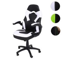 Chaise de bureau - HWC-K13 - pivotante Gaming - accoudoirs réglables - similicuir noir-blanc