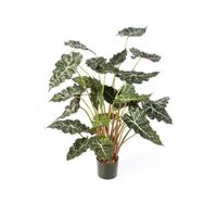 Alocasia Sanderiana artificiel, 28 feuilles, vert-blanc, 110 cm - Plante verte artificielle - Fausse plante - artplants