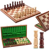 Master of Chess Inlaid Castle Deluxe XL 56 x 56 cm Jeu d'échecs en bois. Chaque pičce d'échecs SCULPTÉ Ŕ LA MAIN !