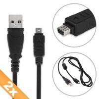2x Câble Data pour Olympus µ-mini DIGITAL S / E-330 / E-500 / E-510 / E-520 / µ 500 / µ 600 - 1.5m, CB-USB6 / CB-USB8 Câble USB,