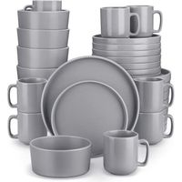vancasso SNEFNUG, Service de Vaisselle 32 pièces, avec Assiettes à Gâteau, Assiettes Plates, Tasses à café et Bols - Gris