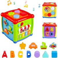 Cube d'activité pour bébé ZGEER - Jouet éducatif 6 en 1 - Tri des formes et des couleurs - Musique et son - Vert