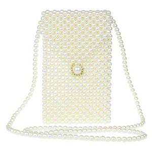 Pochette cérémonie tissu satin et perles fuschia et strass chaine métal argenté
