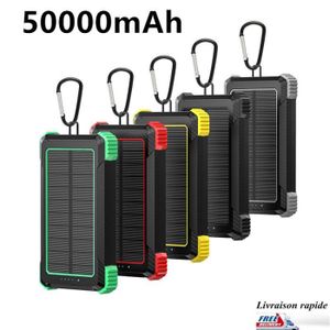 QUEENSTEM Power Bank 50000mAh Haute capacité de charge rapide batterie  externe 3 USB affichage numérique LED lumière pour tous les téléphones -  Noir