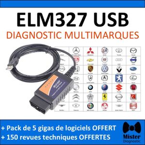 OUTIL DE DIAGNOSTIC ELM327 OBD2 by Mister Diagnostic®  avec Cable USB 