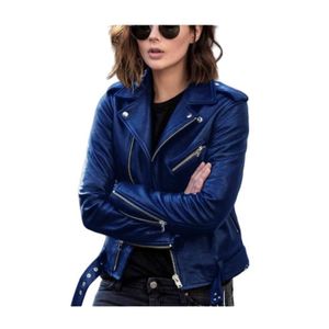 Blouson cuir femme bleu marine deals