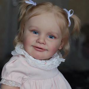 POUPÉE Pinky Reborn-Ensemble cadeau de charmantes poupées bébé fille réalistes mesurant 60 cm (24 pouces) avec corps en tissu et yeux bleus