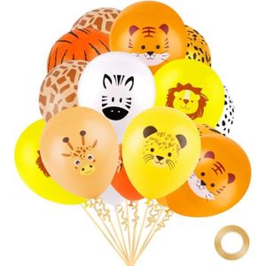 BALLON DÉCORATIF  Ballons Animaux Jungle, 15 Pièces Ballon En Latex,