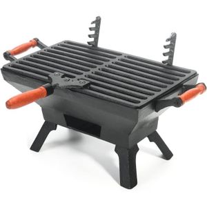 BARBECUE Sungmor Barbecue en fonte robuste – Petit réchaud à charbon de bois – 31,5 x 19 cm – Rectangulaire – Idéal pour les barbecues, l83