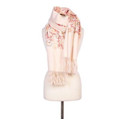 Echarpe crème avec pampilles broderie fleurie 70x180cm Lindsay Mixte BURTON OF LONDON