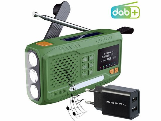 Radio solaire d'urgence avec lampe de poche LED - Radio portable AM/FM
