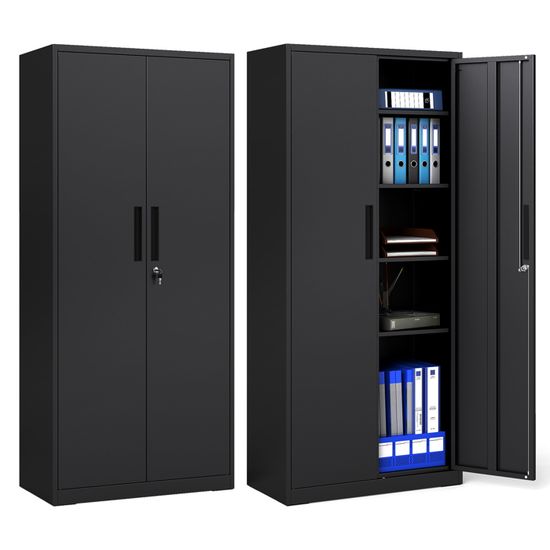 COSTWAY Armoire de Rangement en Acier avec 2 Portes Verrouillables, 4