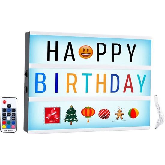 Boîte Lumineuse LED A4 Avec Télécommande – 16 Couleurs, 294 Lettres/emojis, Pour Décoration Et Messages