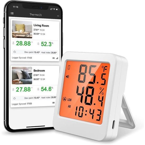 Thermomètre-hygromètre Wi-Fi compatible avec l'application Smart Life/Tuya, Google Home et Alexa (lot de 4). - Bricolage