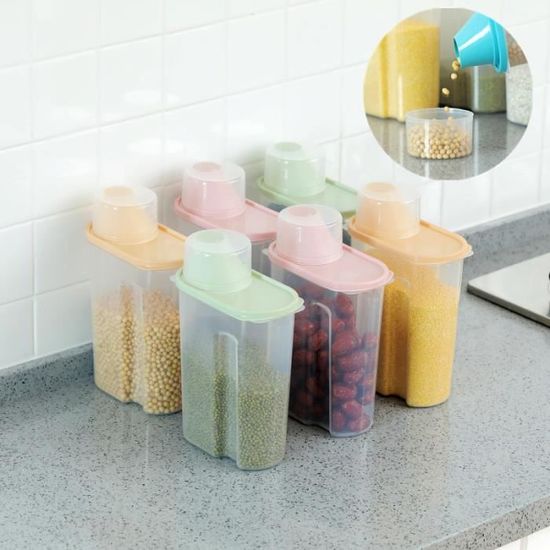 Lot De 4 Boîtes De Conservation 2,5L – Hermétiques Avec Bec Verseur – Pour Céréales, Farine, Café, Pâtes – Empilables & Transparentes