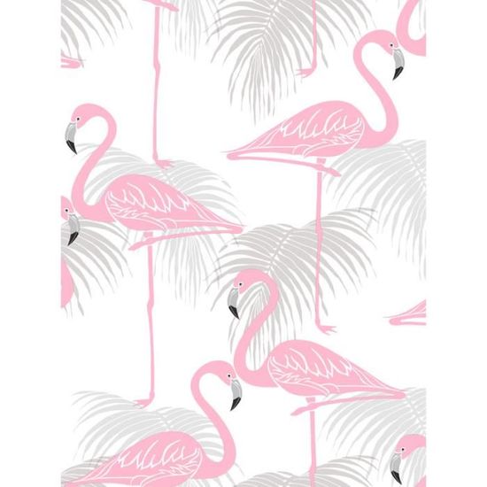 Flamingo Et Feuilles De Palmier Fond Décran Rose Et Gris