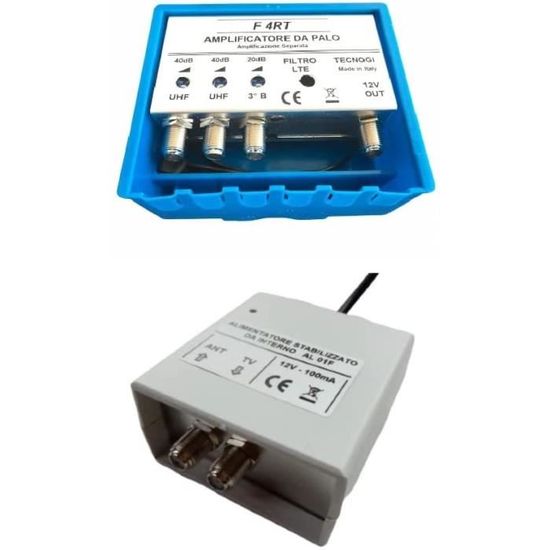 Alimentation 12V 200mA AL-200 Pour Amplificateur D'antenne TV - Sortie Unique Avec Connecteur F - Protection Court-circuit - Design Compact