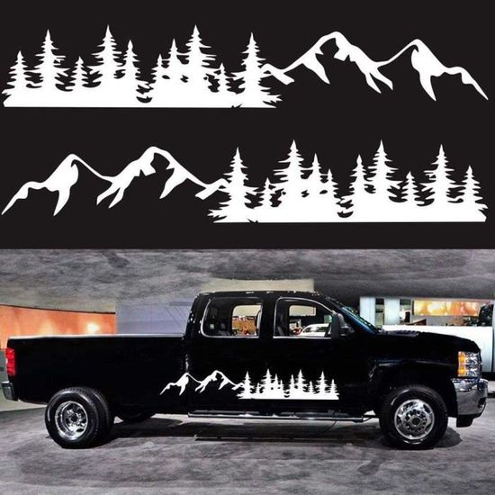 Autocollant Voiture Montagne Forêt - Décal Vinyle Universel Pour Capot, Porte, Coffre (100x28cm, Style Nature) - 6