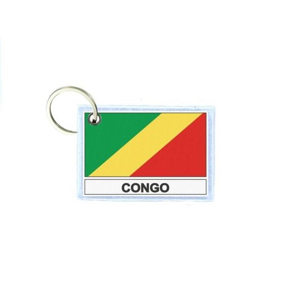 Porte-clés Double Face Drapeau Congo RDC - Tissu, Multicolore, Neuf Avec étiquettes
